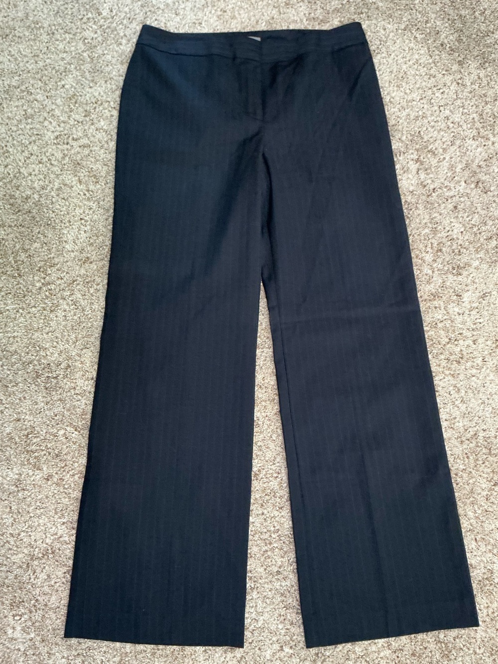 Ann Taylor Black Pinstripe Lined Dress Pants Sz 10